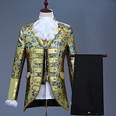 levne oblečení-Retro Středověké Kabát Korzet Kalhoty Princ Aristokrat Tisk Kalhoty Pánské Vánoce Karneval Nový rok Párty Queen&#039;s Platinum Jubilee 2022 Alžběta 70 let Dospělé Kabát Vesta Kalhoty Celý rok