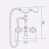 preiswerte Badewannenarmaturen-Wand-Duscharmatur aus antikem Messing, zwei Griffe, zwei Löcher, Badewannen-Dusche-Mischbatterien mit Handbrause und Ventil sowie heißem / kaltem Wasser