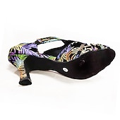 abordables Chaussures de danses latines-chaussures de danse pour femmes brodées de fleurs colorées avec semelle en daim souple – talons latins à bout ouvert pour les performances de salon et de salsa