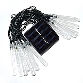 abordables Lumières de cordes solaires-Guirlande lumineuse solaire d&#039;extérieur de 5 m, 20 LED à bulles avec blanc chaud, RVB, blanc et bleu, lampe de jardin solaire d&#039;extérieur étanche avec support de montage pour fête de mariage Noël