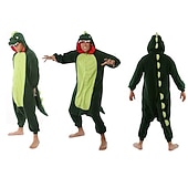 cheap Animal Costume-Kid's Kigurumi Pajamas Dinosaur Animal Patchwork Onesie Pajamas Flannel Toison Cosplay For Boys and Girls Animal Sleepwear Cartoon Festival Holiday Costumes Leotard Costumes