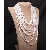 cheap Necklaces-Pearl Necklace Pearl Imitation Pearl Women&#039;s Statement Cute Layered Floral / Botanicals Cute irregular Necklace For Wedding Engagement