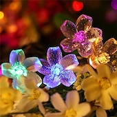 economico Striscie luci ad energia solare-Luci a stringa di fiori di ciliegio solari da 5 m, luci a stringa di Natale impermeabili da 20 LED, luci da giardino bianche calde/rgb/blu per l&#039;illuminazione notturna esterna di Natale