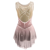tanie Suknie do łyżwiarstwa figurowego-Sukienka łyżwiarska Damskie Dla dziewczynek Bruslení Sukienka Perłowo-różowy Błękit egejski Biały Niejednolita całość Siateczka Spandeks Trening Zawody Odzież łyżwiarska Ręcznie wykonane Z klejnotami