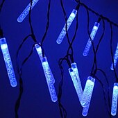abordables Lumières de cordes solaires-Guirlande lumineuse solaire d&#039;extérieur de 5 m, 20 LED à bulles avec blanc chaud, RVB, blanc et bleu, lampe de jardin solaire d&#039;extérieur étanche avec support de montage pour fête de mariage Noël
