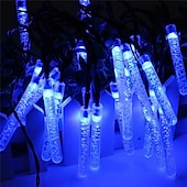 abordables Lumières de cordes solaires-Guirlande lumineuse solaire d&#039;extérieur de 5 m, 20 LED à bulles avec blanc chaud, RVB, blanc et bleu, lampe de jardin solaire d&#039;extérieur étanche avec support de montage pour fête de mariage Noël