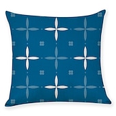 economico stile geometrico-set blu di 9 fodere per cuscino, motivo geometrico geometrico per il tempo libero moderno cuscino in finta lino cuscino da esterno per divano divano letto poltrona blu