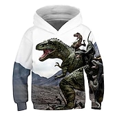 billiga Pojkens 3D-djur-Pojkar 3D Grafisk 3D-utskrift Huvtröja och sweatshirt Pullover Långärmad 3D-tryck Aktiv Streetwear Barn Småbarn 3-12 år