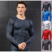 cheap Men&#039;s Active Tees &amp; Tanks-Men&#039;s Compression Shirt Running Shirt Long Sleeve Tee Tshirt Athletic Spandex Quick Dry Breathability Lightweight Stretchy Fitness Gym Workout Running Sportswear Activewear Snakeskin White Red Blue