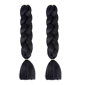 Недорогие Вязаные Крючком Волосы-Дреды / Искусственные локоны Прямой Искусственные волосы 24 дюймы Наращивание волос хохол Красный Черный 2шт Faux Locs парик Африканские косички Жен. фестиваль