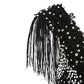 preiswerte Eiskunstlaufkleider-Eiskunstlaufkleid Damen Mädchen Eislaufen Kleider Schwarz Weiß Gelb Kreuz und quer Quaste Gitter Spandex Hochelastisch Wettbewerb Eiskunstlaufkleidung Ärmellos Latintanz Eislaufen Wintersport