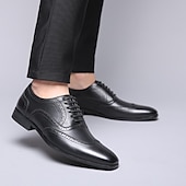 billige Formell-brune oxford-kjolesko for menn – klassiske brogue-sko i kunstskinn med snøring til forretninger, bryllup og formelle anledninger