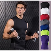 abordables Maillots Hombre-Hombre Camiseta sin mangas de gimnasio Camiseta sin Mangas de Compresión Sin Mangas Capa base Deportivo Otoño Poliéster Elastán Secado rápido Reductor del Sudor Entrenamiento de gimnasio Baloncesto