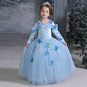 billige Jentekostymer-Askepott Eventyr Prinsesse Kjoler Blomsterpikekjole Jul A-linje Merke feriekjole Film-Cosplay for Jente Barne Bryllup Bryllupsgjest