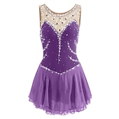 tanie Suknie do łyżwiarstwa figurowego-Sukienka łyżwiarska Damskie Dla dziewczynek Bruslení Sukienka Perłowo-różowy Błękit egejski Biały Niejednolita całość Siateczka Spandeks Trening Zawody Odzież łyżwiarska Ręcznie wykonane Z klejnotami