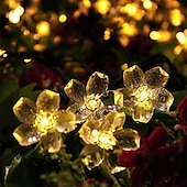 economico Striscie luci ad energia solare-Luci a stringa di fiori di ciliegio solari da 5 m, luci a stringa di Natale impermeabili da 20 LED, luci da giardino bianche calde/rgb/blu per l&#039;illuminazione notturna esterna di Natale