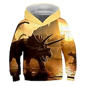 billiga Pojkens 3D-djur-Pojkar 3D Grafisk 3D-utskrift Huvtröja och sweatshirt Pullover Långärmad 3D-tryck Aktiv Streetwear Barn Småbarn 3-12 år