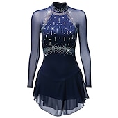 cheap Figure Skating Dresses-Figure Skating Dress Women's Girls' Ice Skating Dress Purple Dark Purple Black Mesh Spandex High Elasticity Competition Skating Wear Anatomic Design Quick Dry Handmade Classic Crystal / Rhinestone