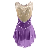 tanie Suknie do łyżwiarstwa figurowego-Sukienka łyżwiarska Damskie Dla dziewczynek Bruslení Sukienka Perłowo-różowy Błękit egejski Biały Niejednolita całość Siateczka Spandeks Trening Zawody Odzież łyżwiarska Ręcznie wykonane Z klejnotami