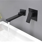 お買い得  壁掛け水栓金具-バスルームのシンクの蛇口 - シングル 幅150 x 長さ200cm ブラック 壁式 シングルハンドル二つの穴Bath Taps / 真鍮