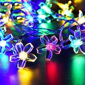 economico Striscie luci ad energia solare-Luci a stringa di fiori di ciliegio solari da 5 m, luci a stringa di Natale impermeabili da 20 LED, luci da giardino bianche calde/rgb/blu per l&#039;illuminazione notturna esterna di Natale