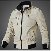 preiswerte Herrenjacken &amp; Herrenmäntel-Herren Bomberjacke Jacke Sport Jacke Outdoor Sport Windundurchlässig Warm Winter Einfarbig Militär Taktisch Ständer Standard Schwarz Armeegrün Rote Blau Khaki Jacken