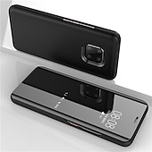 お買い得  その他のスマホケース-電話 ケース 用途 Huawei フルボディーケース フリップケース Nova 8 Pro Nova 8 P40 P40 Pro メイト40 Mate 40 Pro メイト40ライト メイト10プロ Huawei Mate20プロ nova 8 SE ミラー フリップ オートスリープ / ウェイクアップ ソリッド PUレザー PC