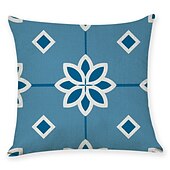 economico stile geometrico-set blu di 9 fodere per cuscino, motivo geometrico geometrico per il tempo libero moderno cuscino in finta lino cuscino da esterno per divano divano letto poltrona blu