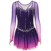 halpa Taitoluistelupuvut-Taitoluistelupuku Naisten Tyttöjen Luistimet Hameet Tumma harmaa Violetti Purppura Silmukka Spandex Erittäin elastinen Kouluts Harjoittelu Kilpailu Luisteluasu Käsintehty Klassinen Kristalli / Strassi