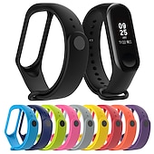 billiga Andra klockband-Smart Watch-band för Xiaomi Mi Band 3 Xiaomi Mi Band 4 Silikon Smart klocka Rem Mjuk Andningsfunktion Läderloop Ersättning Armband