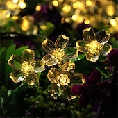 economico Striscie luci ad energia solare-Luci a stringa di fiori di ciliegio solari da 5 m, luci a stringa di Natale impermeabili da 20 LED, luci da giardino bianche calde/rgb/blu per l&#039;illuminazione notturna esterna di Natale