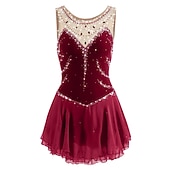 tanie Suknie do łyżwiarstwa figurowego-Sukienka łyżwiarska Damskie Dla dziewczynek Bruslení Sukienka Perłowo-różowy Błękit egejski Biały Niejednolita całość Siateczka Spandeks Trening Zawody Odzież łyżwiarska Ręcznie wykonane Z klejnotami