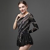 tanie Suknie do łyżwiarstwa figurowego-Sukienka łyżwiarska Damskie Dla dziewczynek Bruslení Sukienka Jasnożółty Perłowo-różowy Czarny Niejednolita całość Siateczka Spandeks Wysoka elastyczność Szkolenie Zawody Odzież łyżwiarska Ręcznie