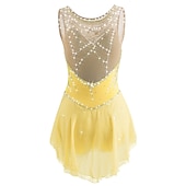 tanie Suknie do łyżwiarstwa figurowego-Sukienka łyżwiarska Damskie Dla dziewczynek Bruslení Sukienka Perłowo-różowy Błękit egejski Biały Niejednolita całość Siateczka Spandeks Trening Zawody Odzież łyżwiarska Ręcznie wykonane Z klejnotami