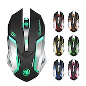 お買い得  マウス-hxsj m10 2.4ghzワイヤレスゲーミングマウス2400dpi内蔵バッテリー充電式7色バックライトブリージングコンフォートゲーマーマウス