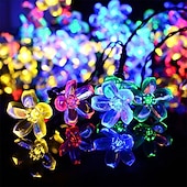 economico Striscie luci ad energia solare-Luci a stringa di fiori di ciliegio solari da 5 m, luci a stringa di Natale impermeabili da 20 LED, luci da giardino bianche calde/rgb/blu per l&#039;illuminazione notturna esterna di Natale