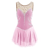 tanie Suknie do łyżwiarstwa figurowego-Sukienka łyżwiarska Damskie Dla dziewczynek Bruslení Sukienka Perłowo-różowy Błękit egejski Biały Niejednolita całość Siateczka Spandeks Trening Zawody Odzież łyżwiarska Ręcznie wykonane Z klejnotami