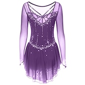 halpa Taitoluistelupuvut-Taitoluistelupuku Naisten Tyttöjen Luistimet Hameet Tumma harmaa Violetti Purppura Silmukka Spandex Erittäin elastinen Kouluts Harjoittelu Kilpailu Luisteluasu Käsintehty Klassinen Kristalli / Strassi