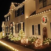 ieftine Conectat Electric-50m șir lumini, 400 led-uri alb cald, alb &amp;amp; lumini decorative albastre impermeabile pentru petrecerea de Craciun 24v