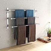 abordables Barres repose-serviettes-Porte-serviettes Porte-serviettes de bain à 3 niveaux, acier inoxydable, montage mural, finition polie miroir, haute qualité