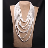 cheap Necklaces-Pearl Necklace Pearl Imitation Pearl Women&#039;s Statement Cute Layered Floral / Botanicals Cute irregular Necklace For Wedding Engagement