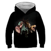 billiga Pojkens 3D-djur-Pojkar 3D Grafisk 3D-utskrift Huvtröja och sweatshirt Pullover Långärmad 3D-tryck Aktiv Streetwear Barn Småbarn 3-12 år