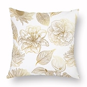 economico stile floreale e vegetale-1 federa per cuscino in velluto, motivo floreale&amp;amp;Piante Classiche Pastorali Quadrate Tradizionali Classiche Cuscini Da Esterno Per Divano Divano Letto Poltroncine Dorate