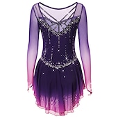 halpa Taitoluistelupuvut-Taitoluistelupuku Naisten Tyttöjen Luistimet Hameet Tumma harmaa Violetti Purppura Silmukka Spandex Erittäin elastinen Kouluts Harjoittelu Kilpailu Luisteluasu Käsintehty Klassinen Kristalli / Strassi