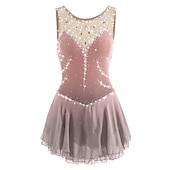 tanie Suknie do łyżwiarstwa figurowego-Sukienka łyżwiarska Damskie Dla dziewczynek Bruslení Sukienka Perłowo-różowy Błękit egejski Biały Niejednolita całość Siateczka Spandeks Trening Zawody Odzież łyżwiarska Ręcznie wykonane Z klejnotami