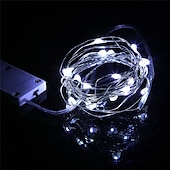 billige Batteridrevet-elegant bryllupsmottak fest 1 stk knapp batteridrevne led-slyngelys sølv kobbertråd 2m 20led fe led høytidsdekorasjon til julebryllup