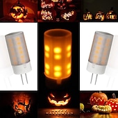 olcso Kéttűs LED-es izzók-4db g4 bi-pin mini villogó lángos led izzók kerámia talp 2w g4 led fáklya tűz halloween karácsonyra újév ünnepekre 1600k dc12v