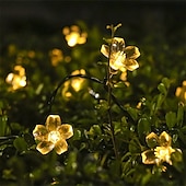 economico Striscie luci ad energia solare-Luci a stringa di fiori di ciliegio solari da 5 m, luci a stringa di Natale impermeabili da 20 LED, luci da giardino bianche calde/rgb/blu per l&#039;illuminazione notturna esterna di Natale