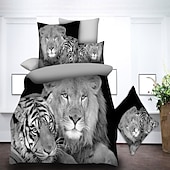 voordelige Dekbedovertreksets-3D tijgerprint dekbedovertrek beddengoed sets dekbedovertrek met 1 dekbedovertrek of sprei, 1 laken, 2 kussenslopen voor dubbel/queen/king (1 kussensloop voor twin/single)