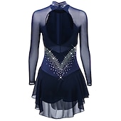 cheap Figure Skating Dresses-Figure Skating Dress Women's Girls' Ice Skating Dress Purple Dark Purple Black Mesh Spandex High Elasticity Competition Skating Wear Anatomic Design Quick Dry Handmade Classic Crystal / Rhinestone